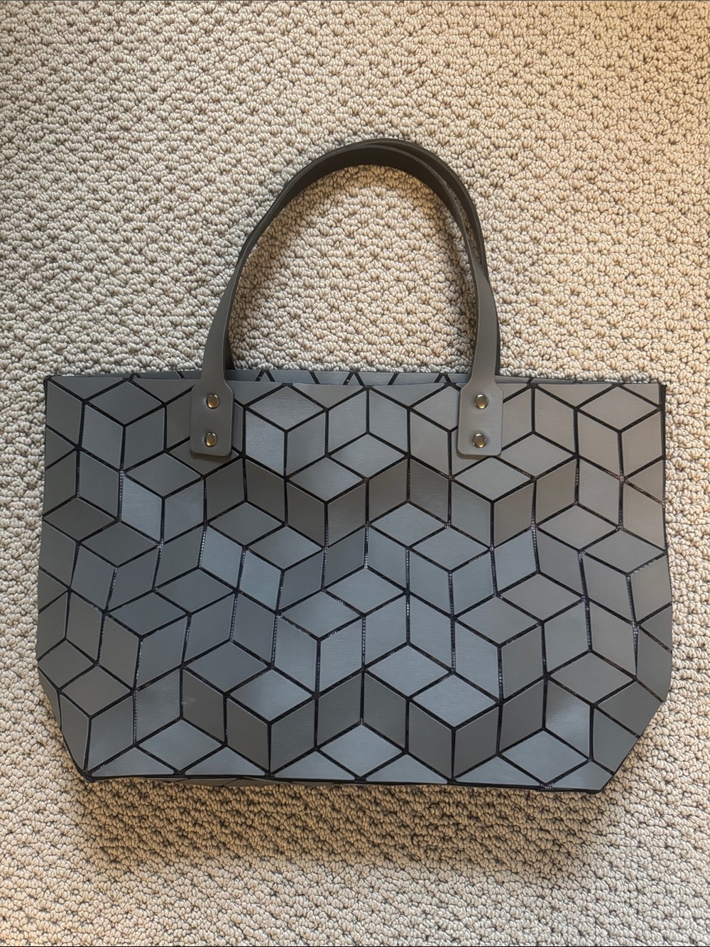 Patrizia Luca Gray Geometric Pattern Tote Great Condition